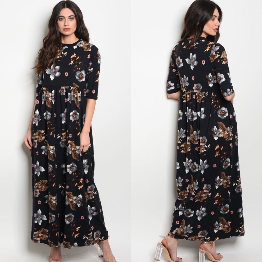Black Floral Dress ✨